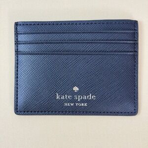 NEW Kate Spade NY Black Saffiano Leather Madison Small Slim Card Holder Wallet